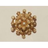 An Edwardian 22 carat yellow gold and pearl brooch, approx. 2.