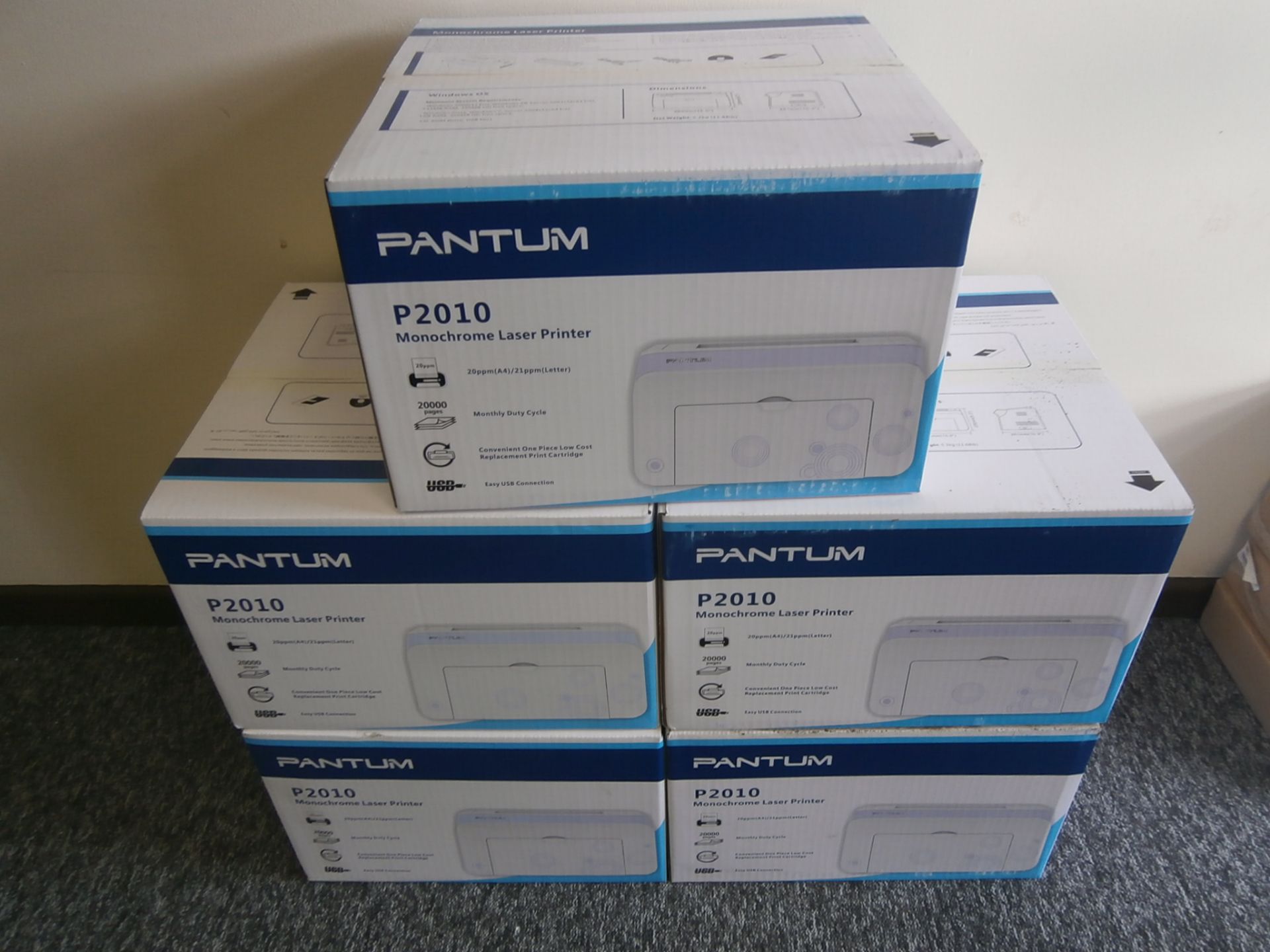5 x Pantum P2010 Monochrome Laser Printers - RRP £49.99 Each (These printers are great value for
