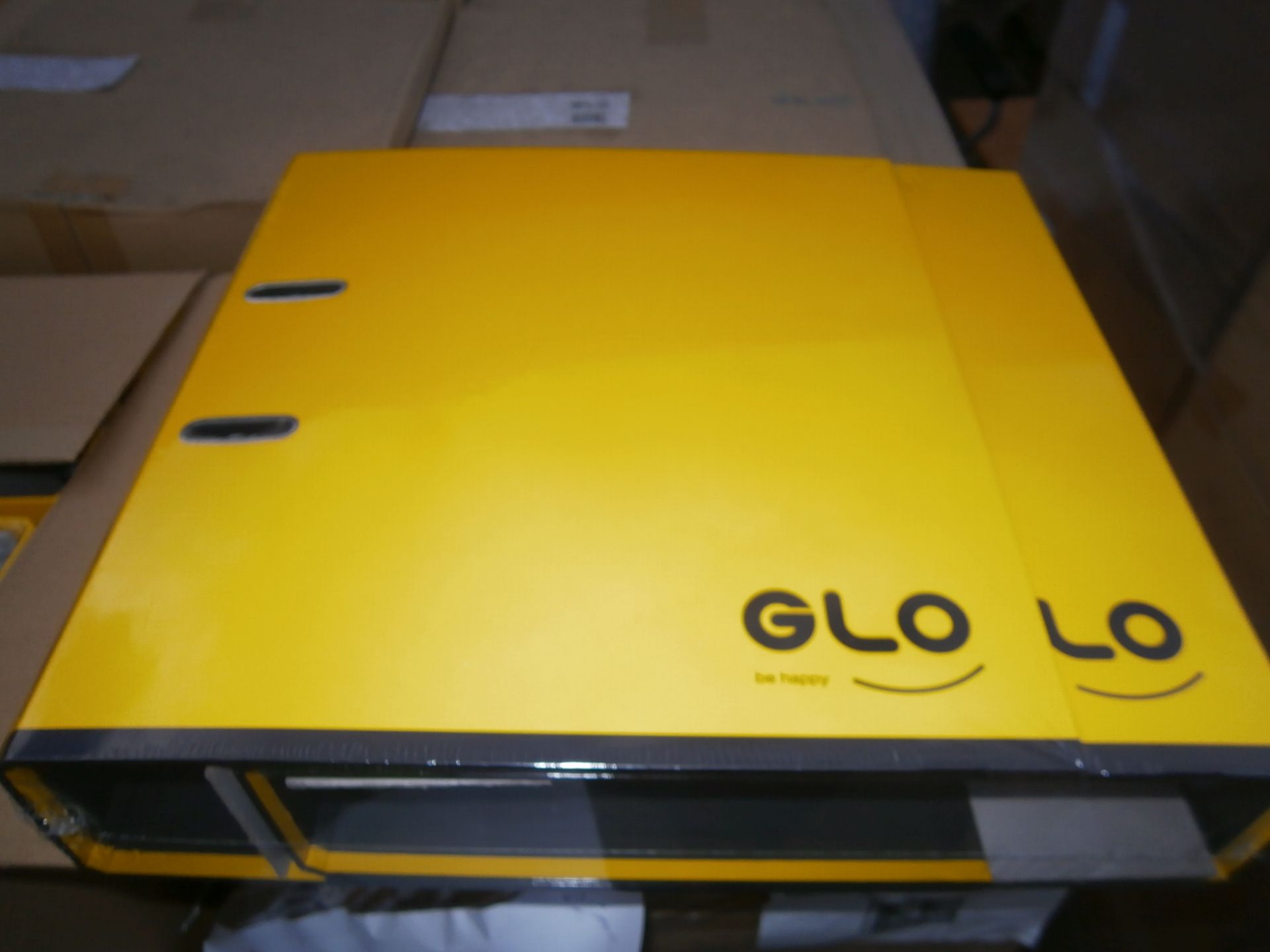 1 x Pallet of Glo A4 Lever Arch Files Lemon - Approximately 18 Boxes of 12 Files, 216 in Total (