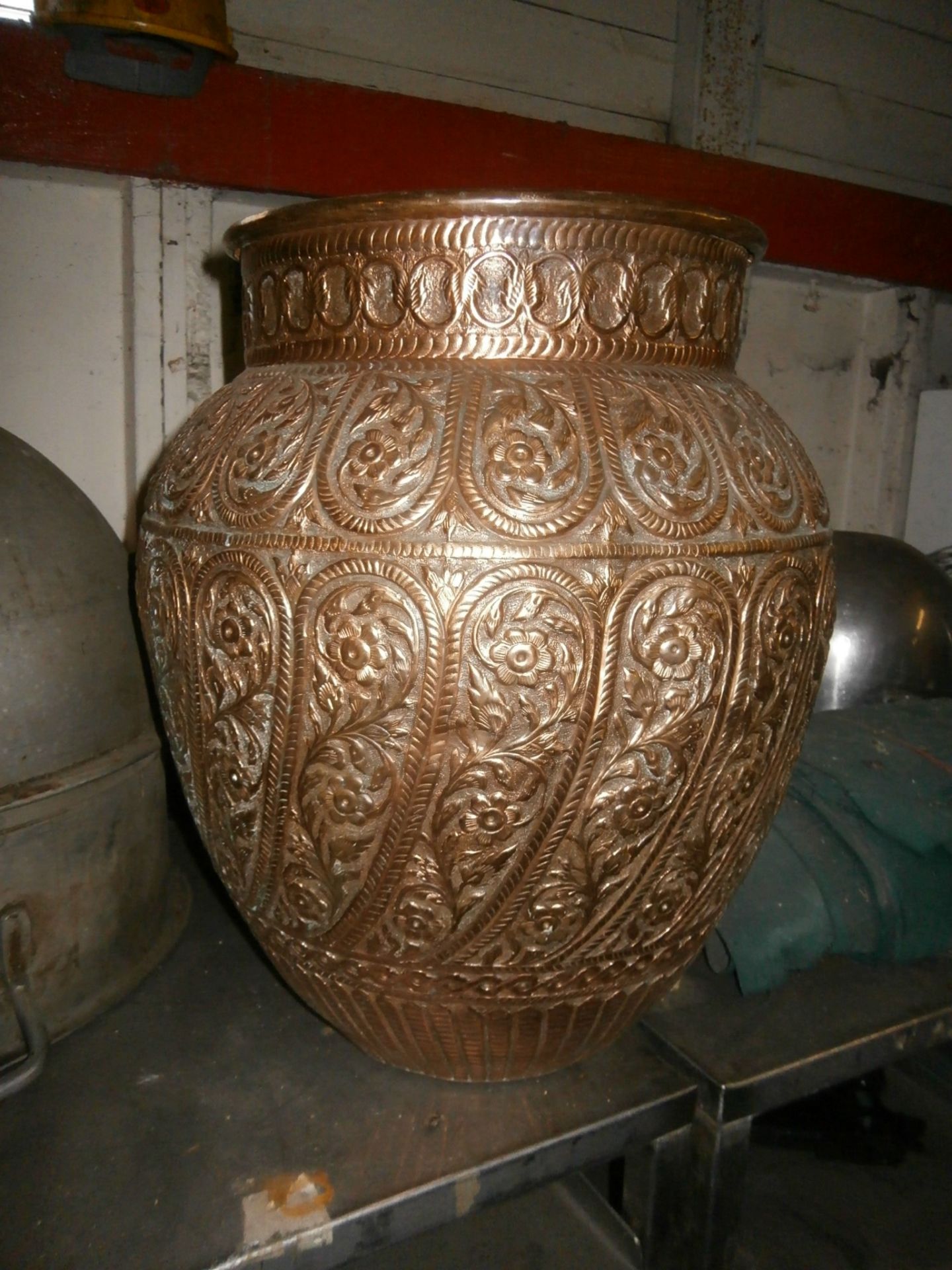 Large Decorative Solid Brass Pot