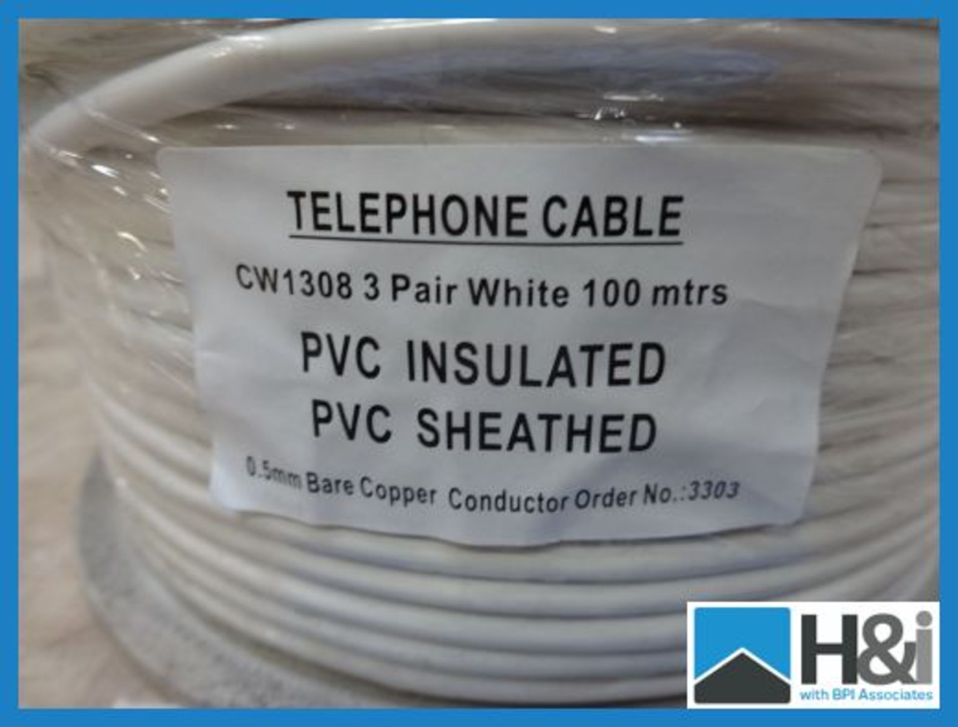 2 x 100m Multicore internal telephone cable manufactured to BT specification CW1308. 3 Pair White - Image 2 of 2