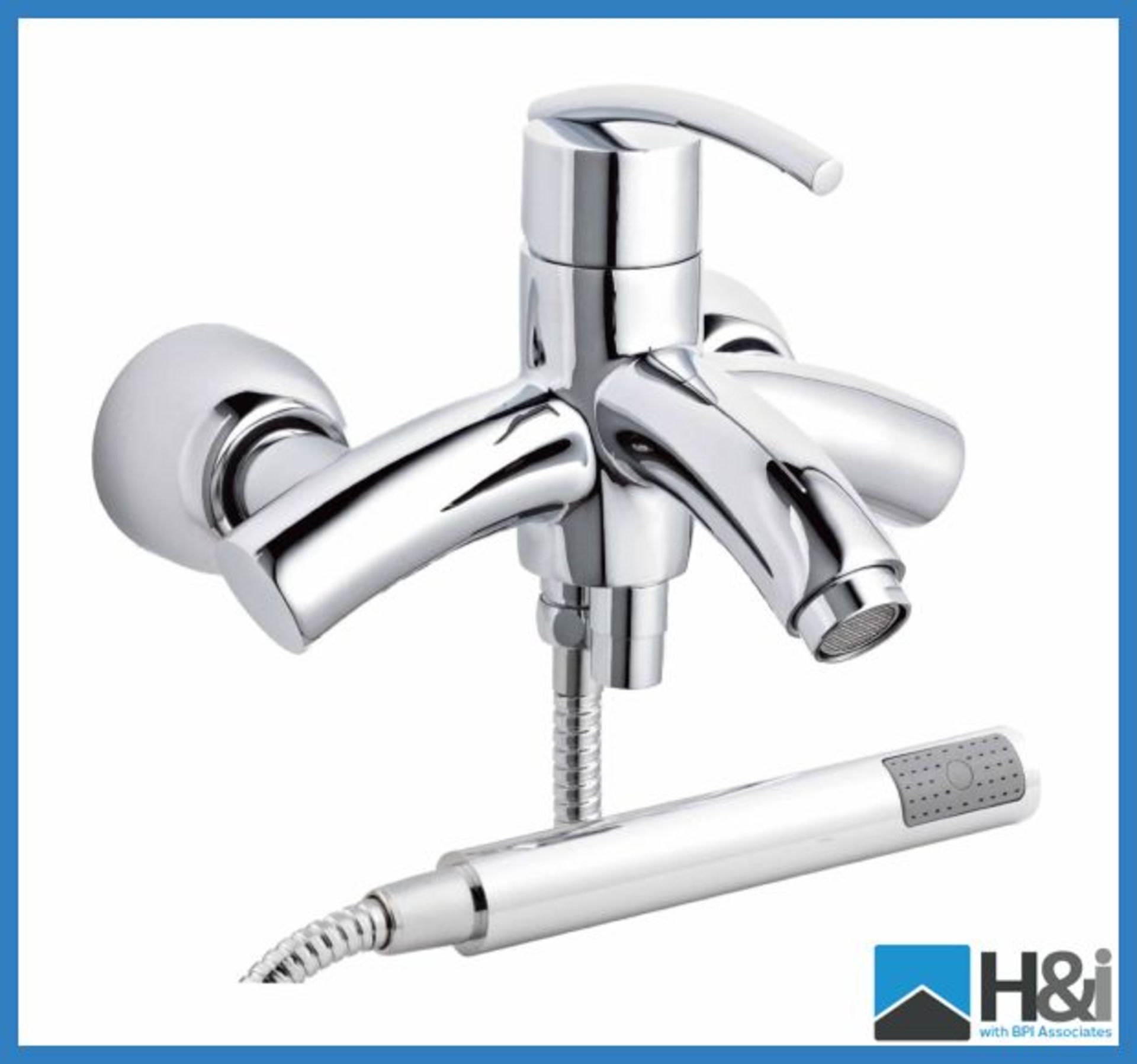 Designer Premier TVI304 Chrome Virtue Wall Mounted Bath Shower Mixer with Handset. Typical RRP 139