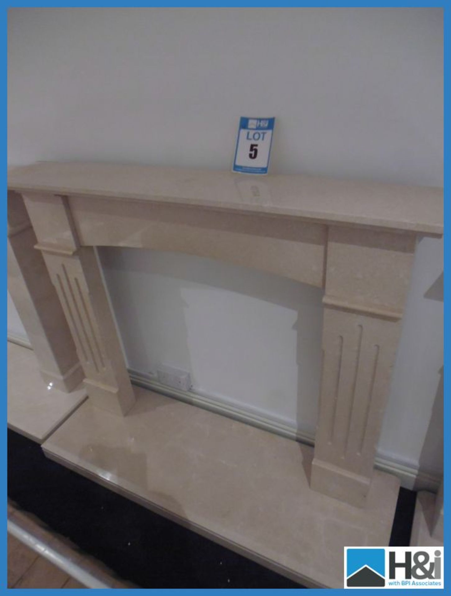 Marble Fire Surround. 1230 x 1060mm. 60mm Thick Half Appraisal: Good Serial No: NA Location: West