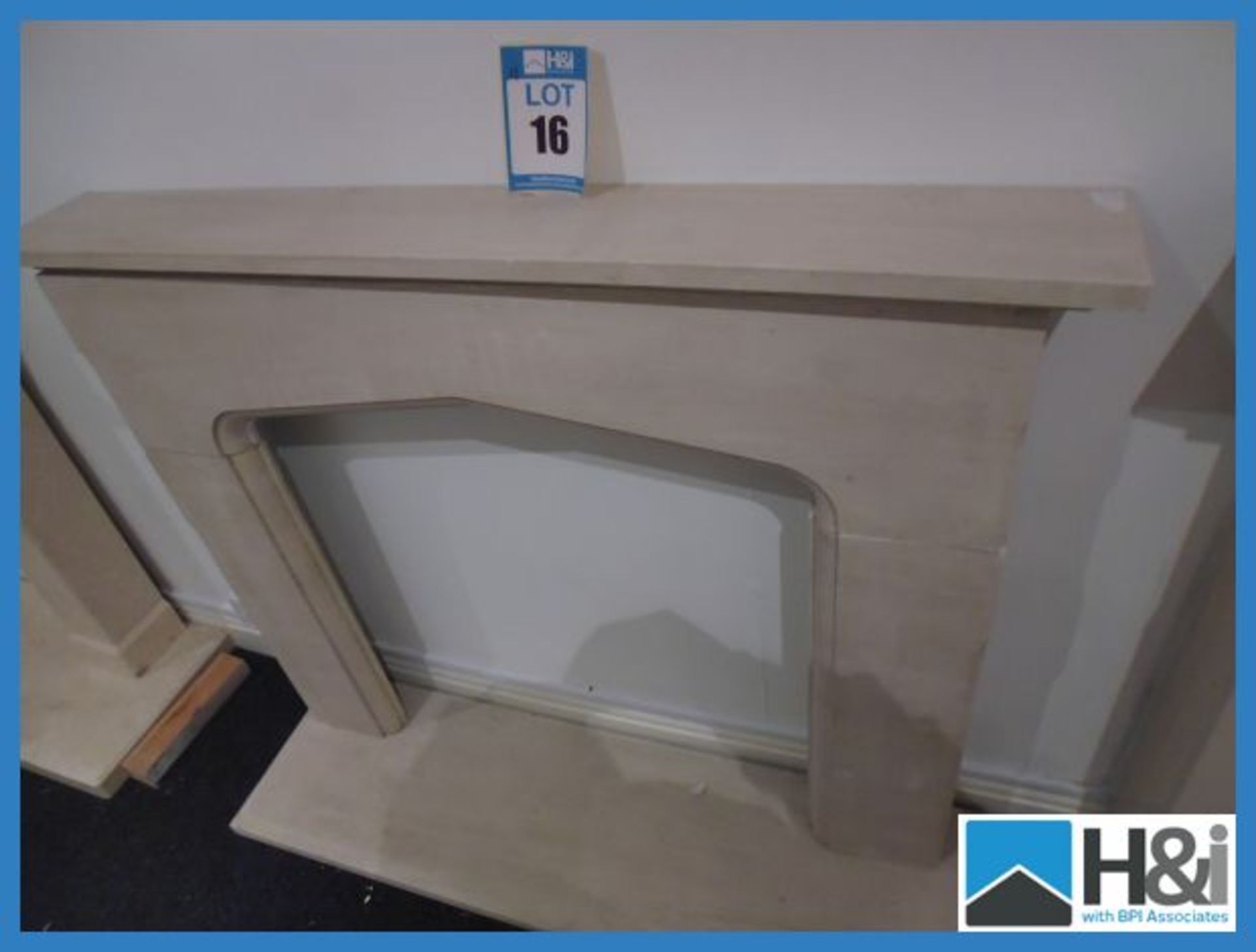 Stone Fire Surround. 1250 x 1070mm + 50mm Thick Half Appraisal: Good Serial No: NA Location: West