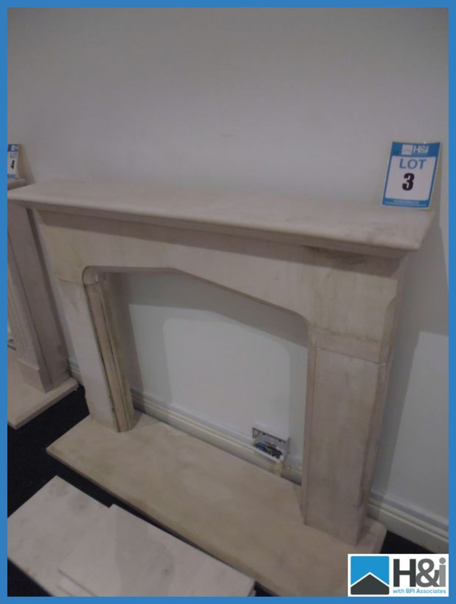 Stone Fire Surround. 1250 x 1080mm + 50mm Thick Half Stone Appraisal: Good Serial No: NA Location: