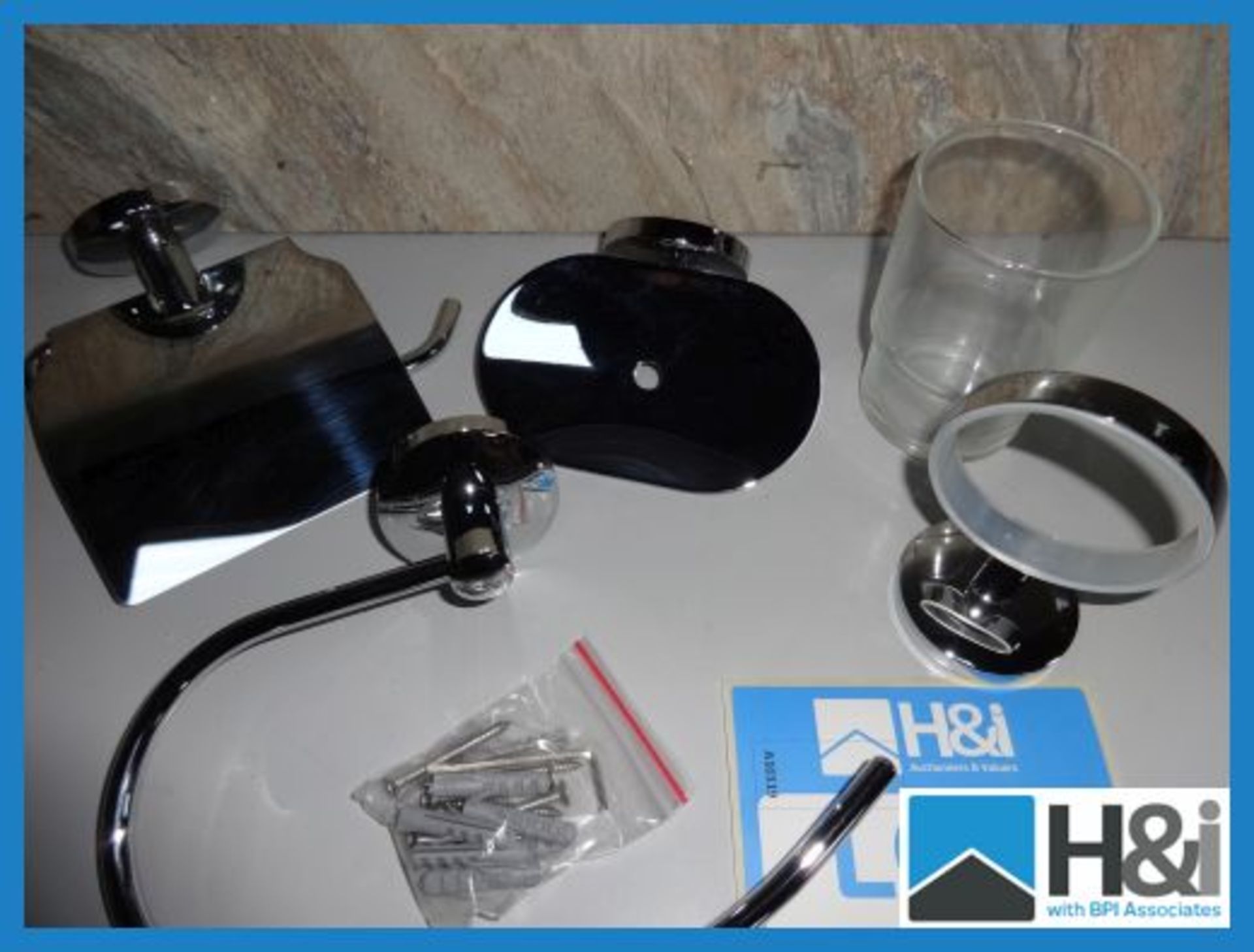 Bathroom Accessory Set comprising Soap Dish, Tumbler and Holder, Towel Ring and Toilet Tissue Holder - Image 2 of 2