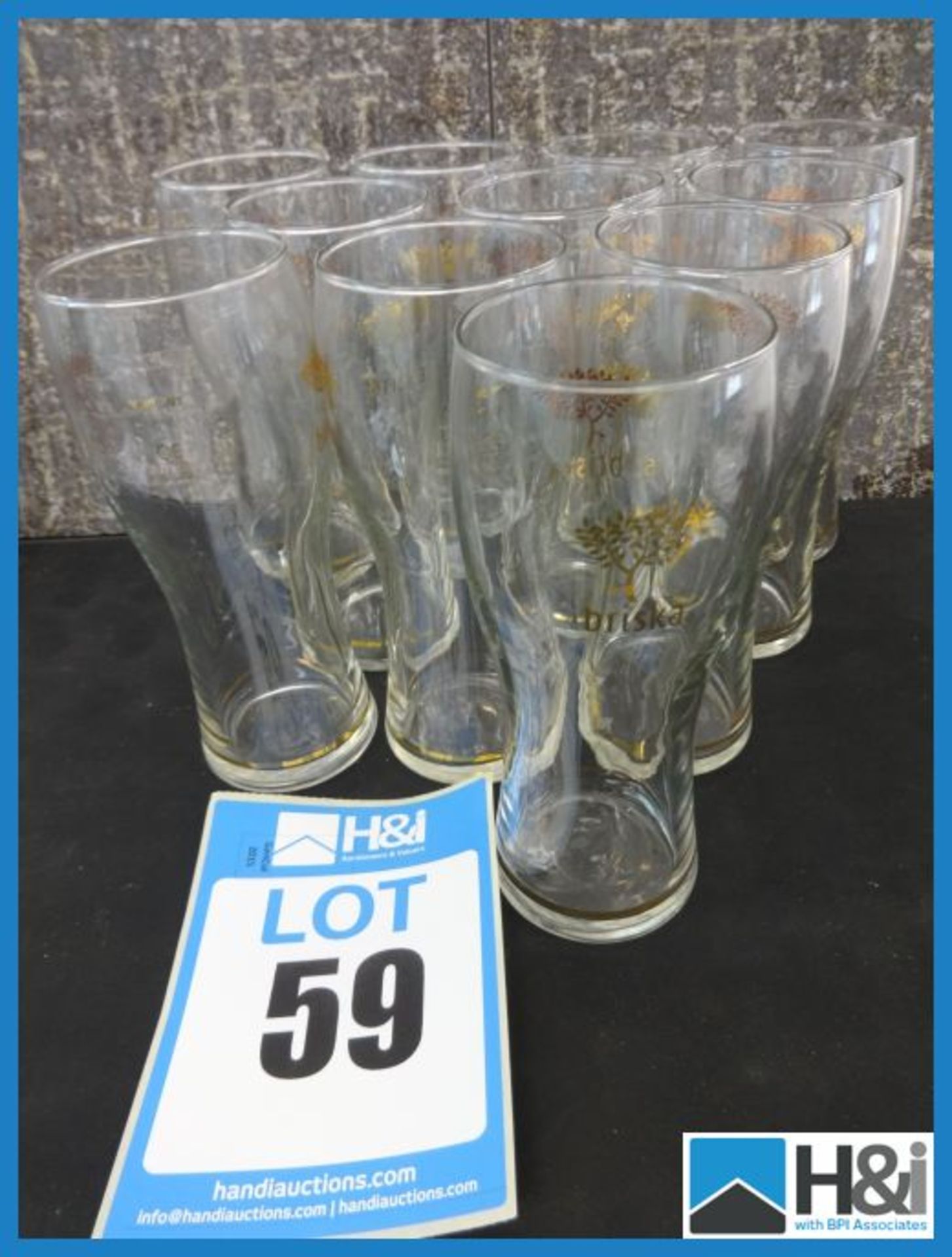 11 x Briska Pint Glasses Appraisal: Good Serial No: NA Location: H&I Ltd., The Auction House,