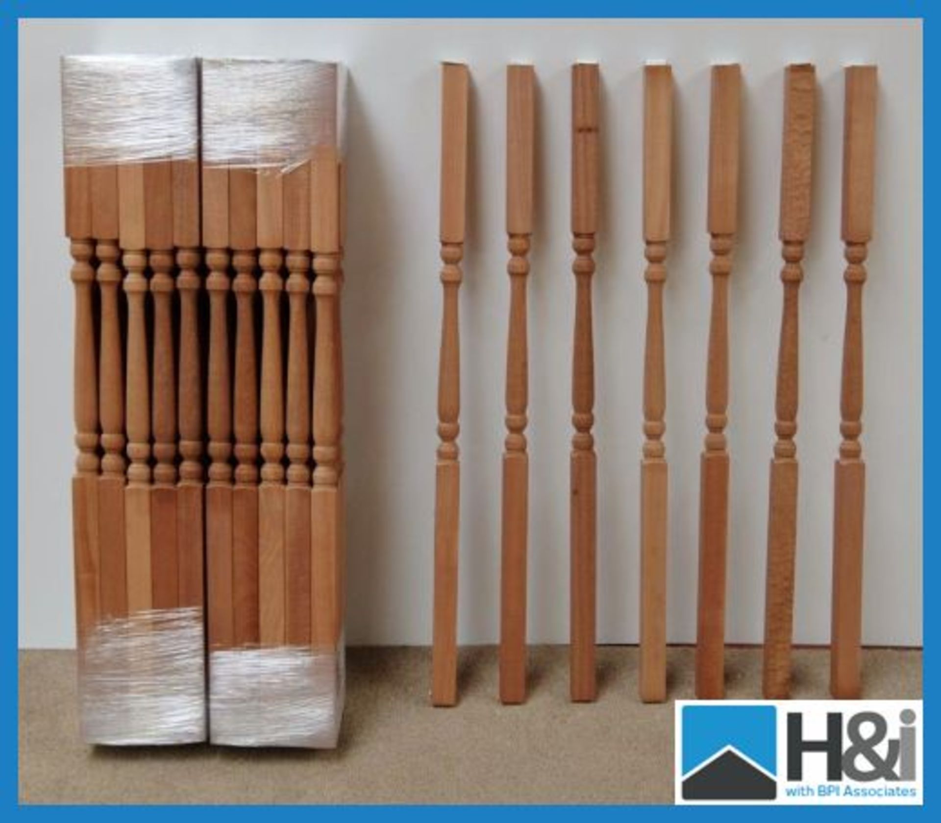 50 x Brand new Sapele hardwood stair spindles Colonian Edwardian style Turned 41mm can be used