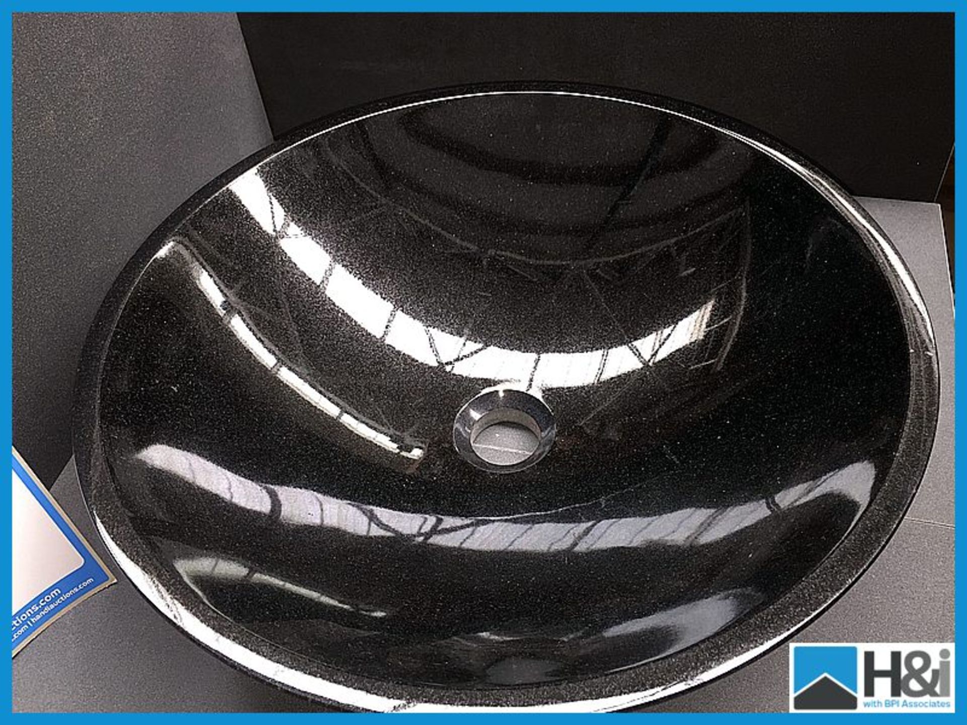 Absolute black polished granite Torro large basin. 430 x 140 x 20 thick wall Appraisal: Good - Image 2 of 3