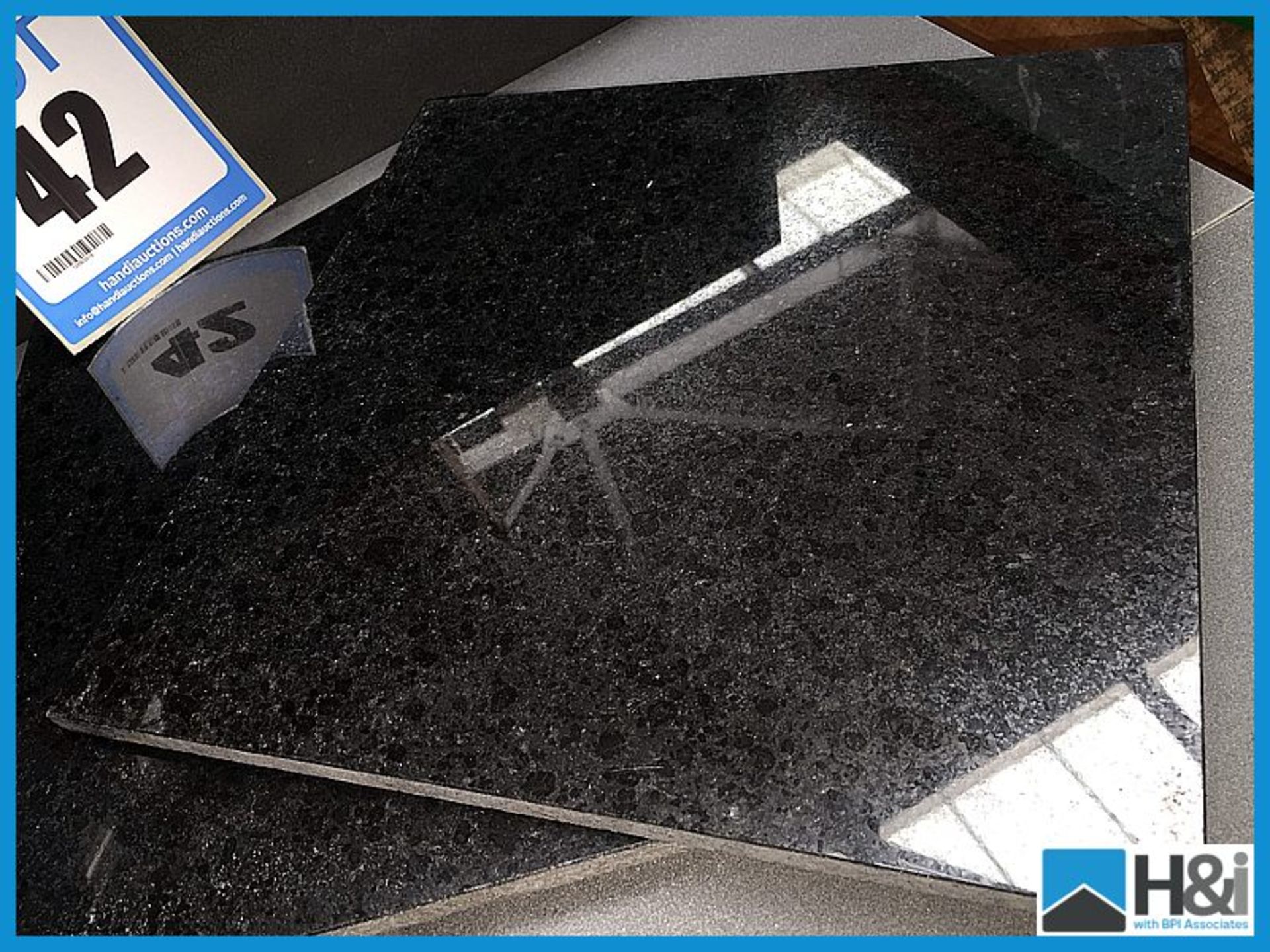 Polished granite black tiles. 305 x 305 x 8 - 10 sq metres per lot Appraisal: Good Serial No: NA - Image 2 of 2