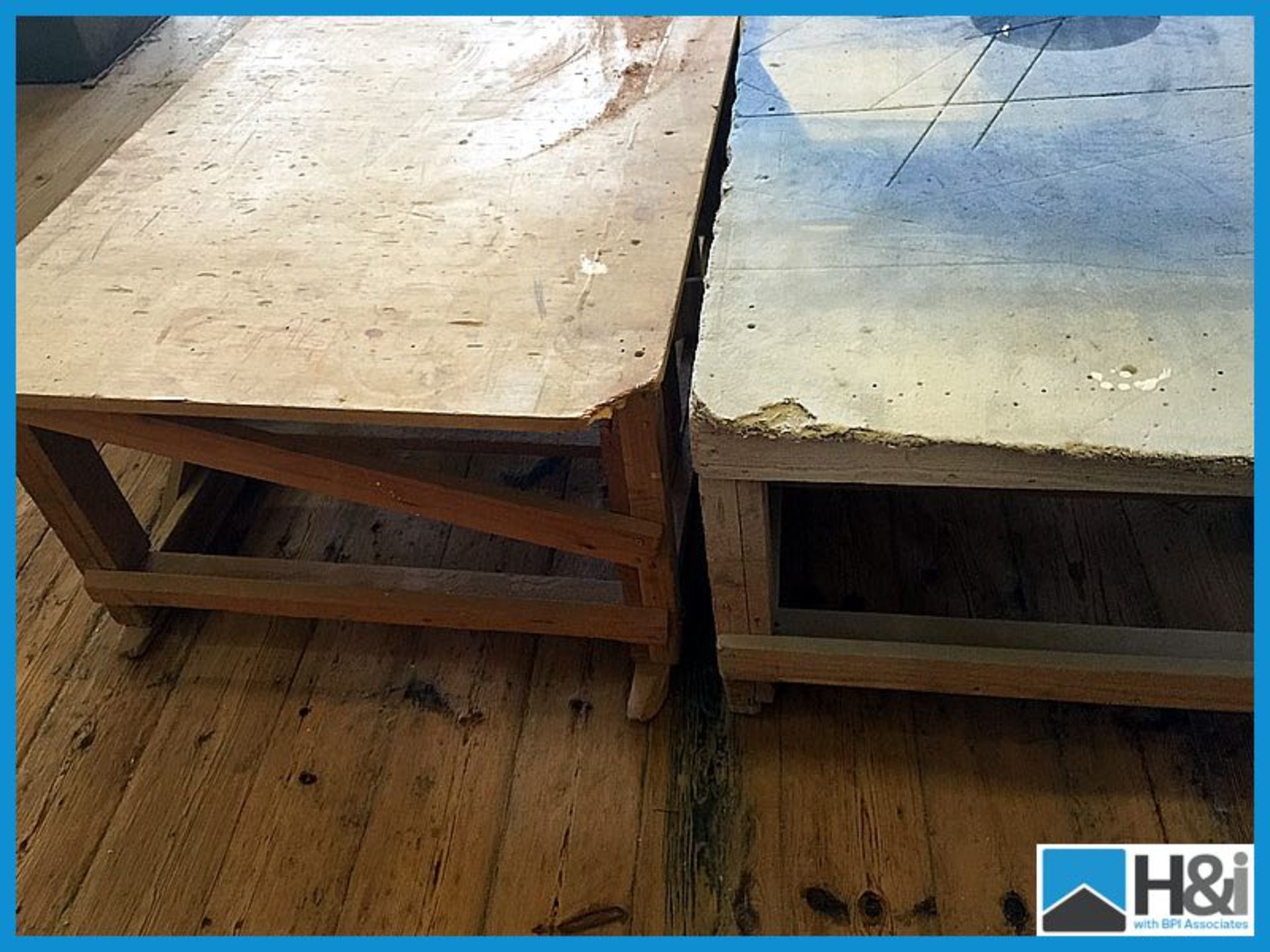 2 of small wooden work tables. Approx 4ft x 3ft Appraisal: Good Serial No: NA Location: - Image 2 of 3