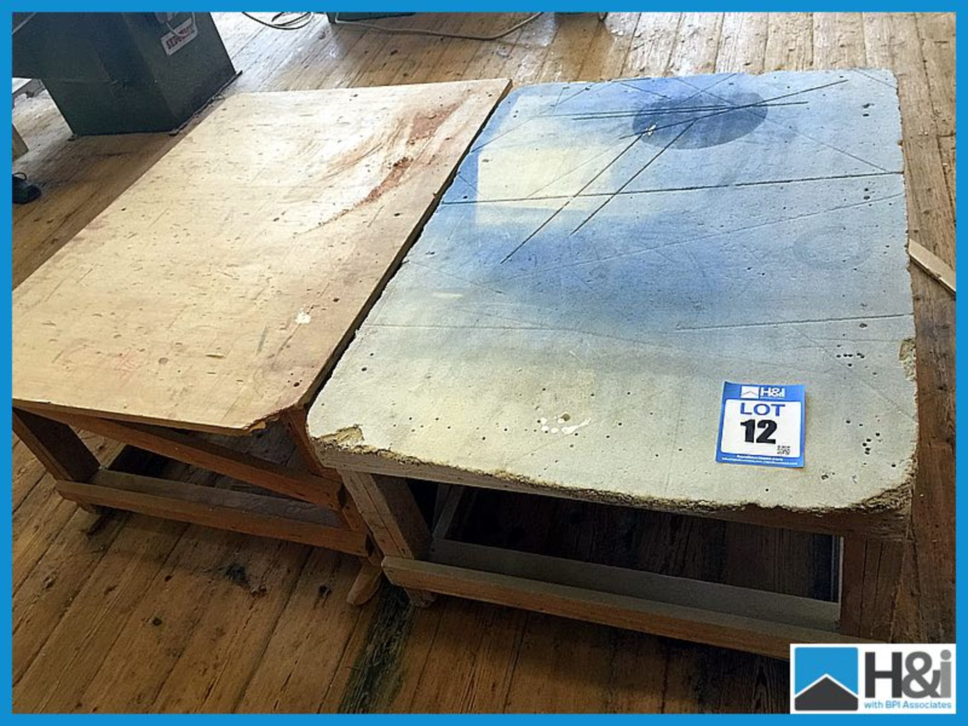 2 of small wooden work tables. Approx 4ft x 3ft Appraisal: Good Serial No: NA Location: