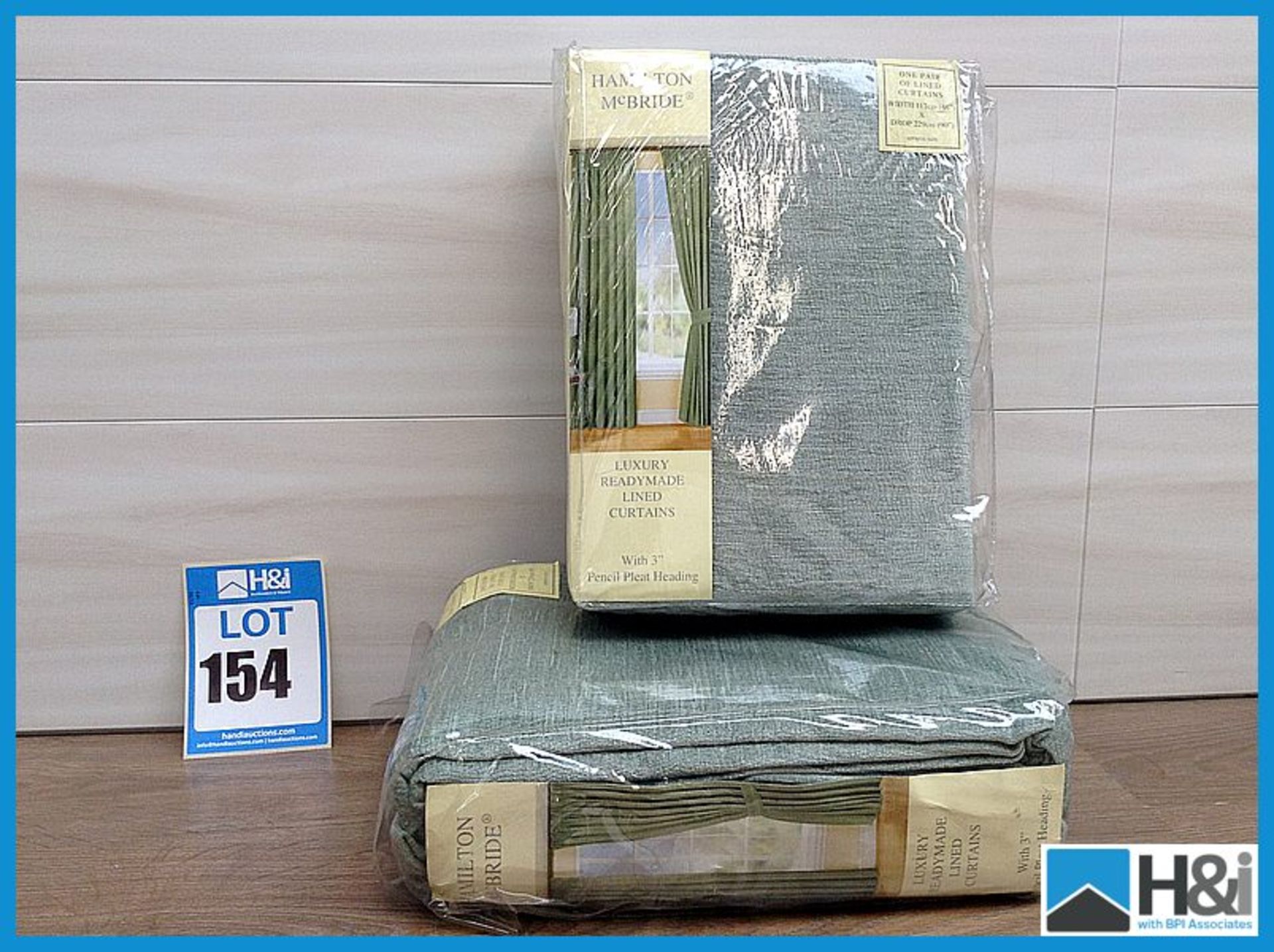 2 qty of curtains which include Hamilton McBride fully lined in Meadow 1 pair 46 x 90cm, 1 pair 66 x