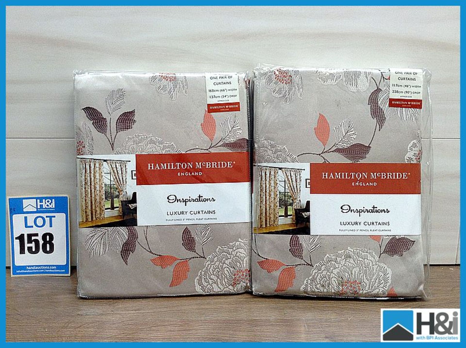 2 qty of curtains which include Hamilton McBride luxury curtains in Lucerine Orange 1 pair 46 x