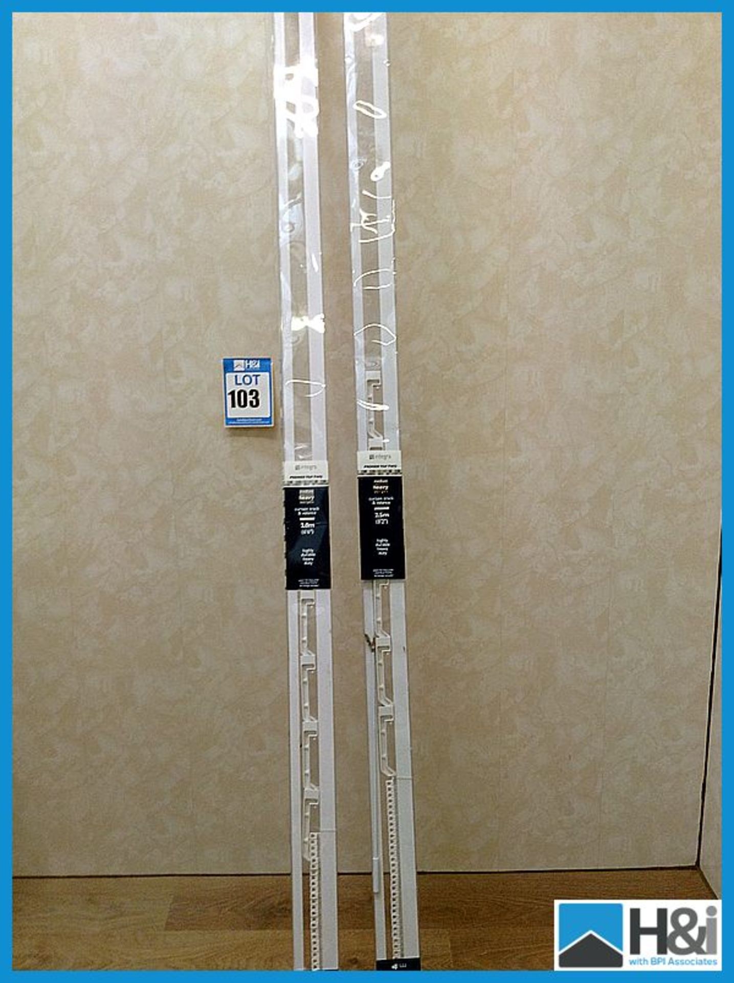 1 qty Integra curtain track and valance 2.5m, 1 qty Integra curtain track and valance 2.0m