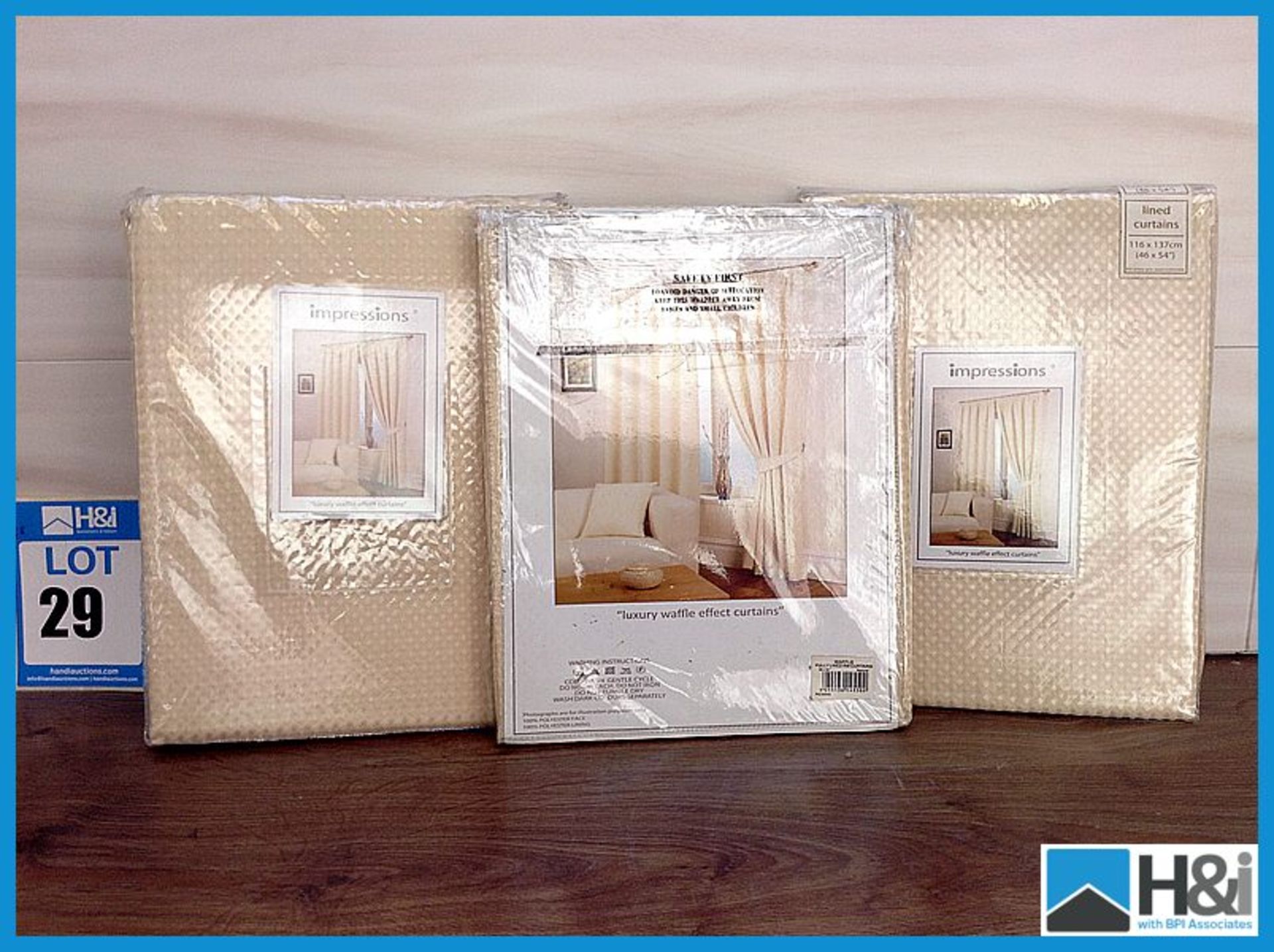 Impressions Waffle effect Curtain in natural 1 pair 66 x 72cm, 2 pairs 46 x 54cm Appraisal: Good