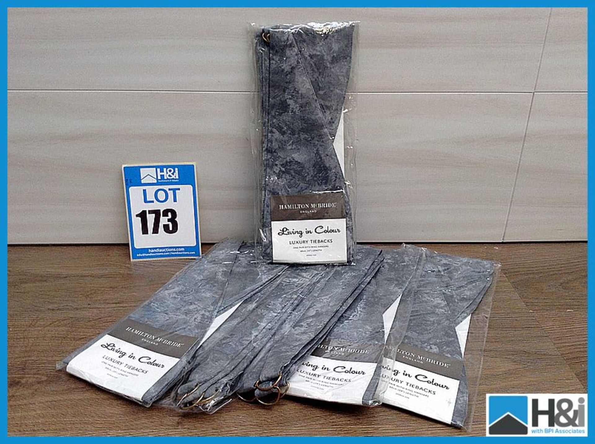 6 qty Hamilton tie back pair in Genesis Charcoal Appraisal: Good Serial No: NA Location: H&I