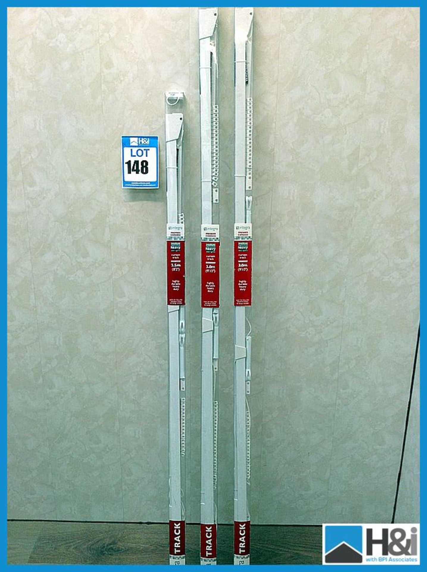 2 qty Intergra curtain track medium to heavy in pvc white 3.0m, 1 qty Intergra curtain track