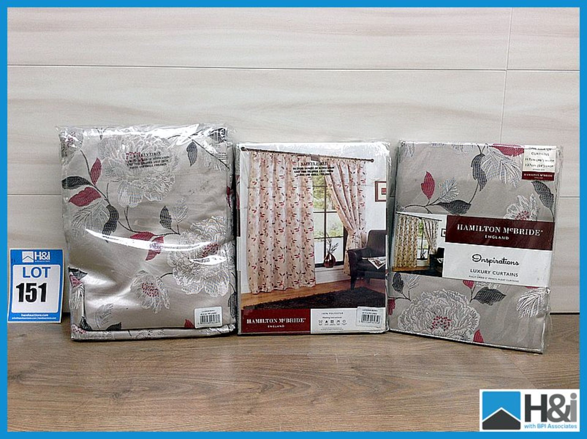 3 qty of curtains which include Hamilton McBride luxury made lined in Lucerine Berry 1 pair 90 x