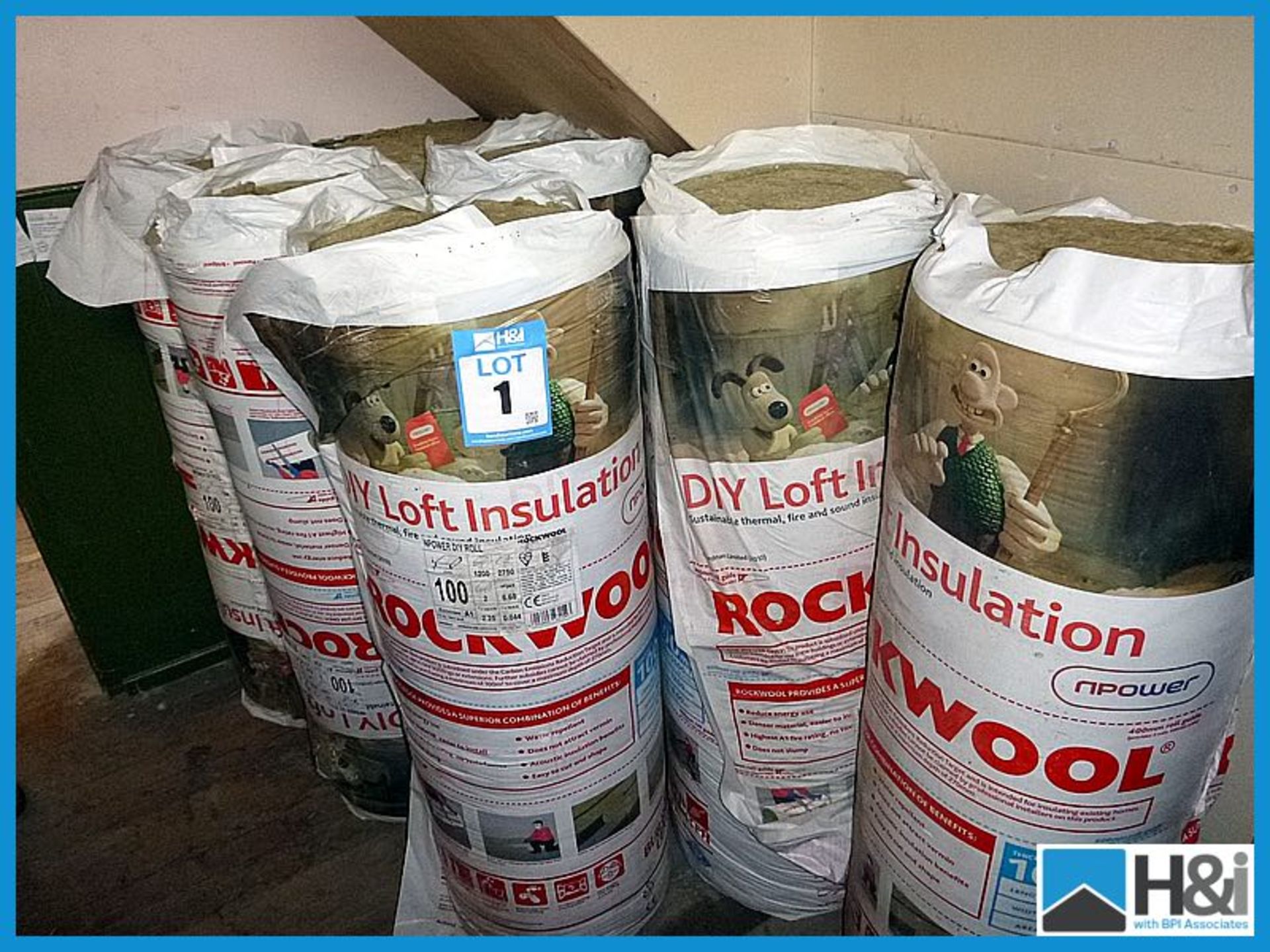 8 off rolls of Rockwood loft insulation Appraisal: Good Serial No: NA Location: Jack Madeley Joinery