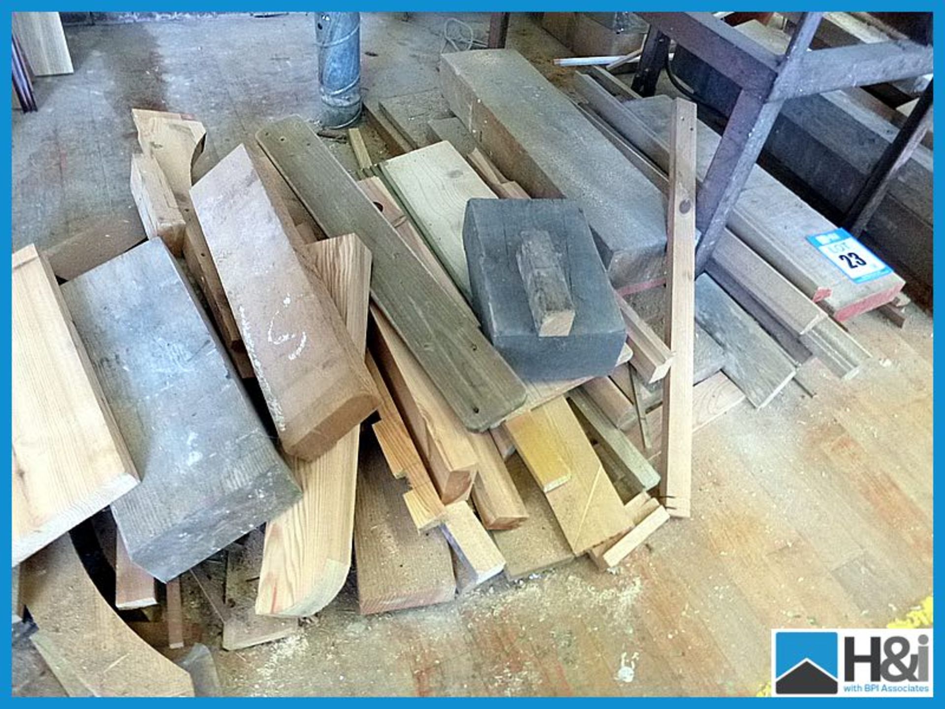 Good lot of assorted timber off cuts under cross cut saw. Appraisal: Good Serial No: NA Location: - Image 2 of 3