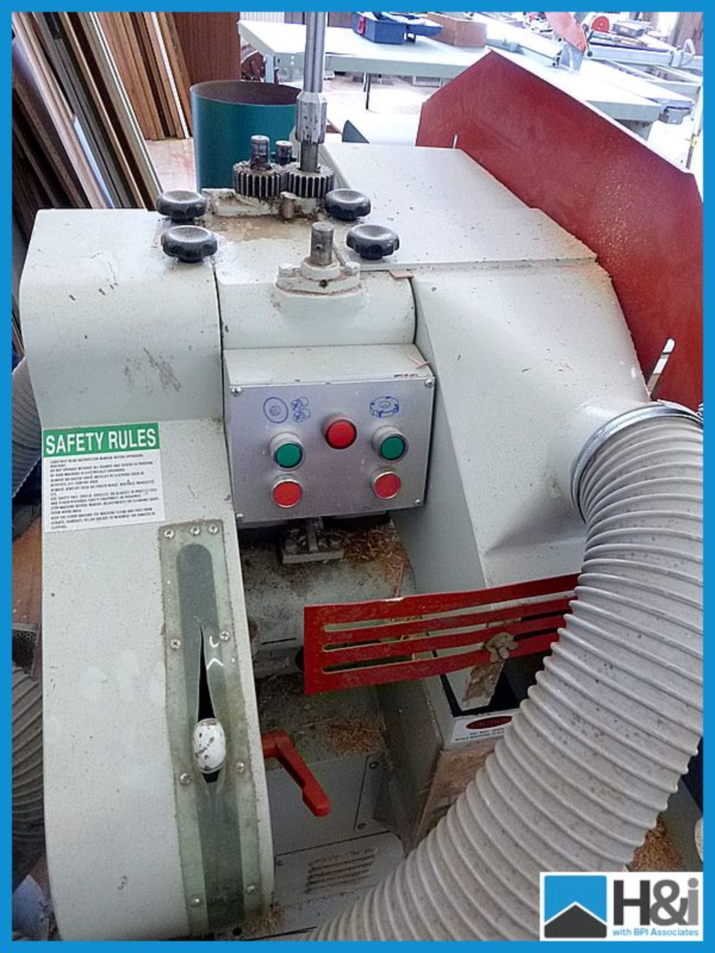 Excalibur four headed tenoning machine. Electric brake. 2004 year. Comes with extraction to floor. - Image 9 of 9