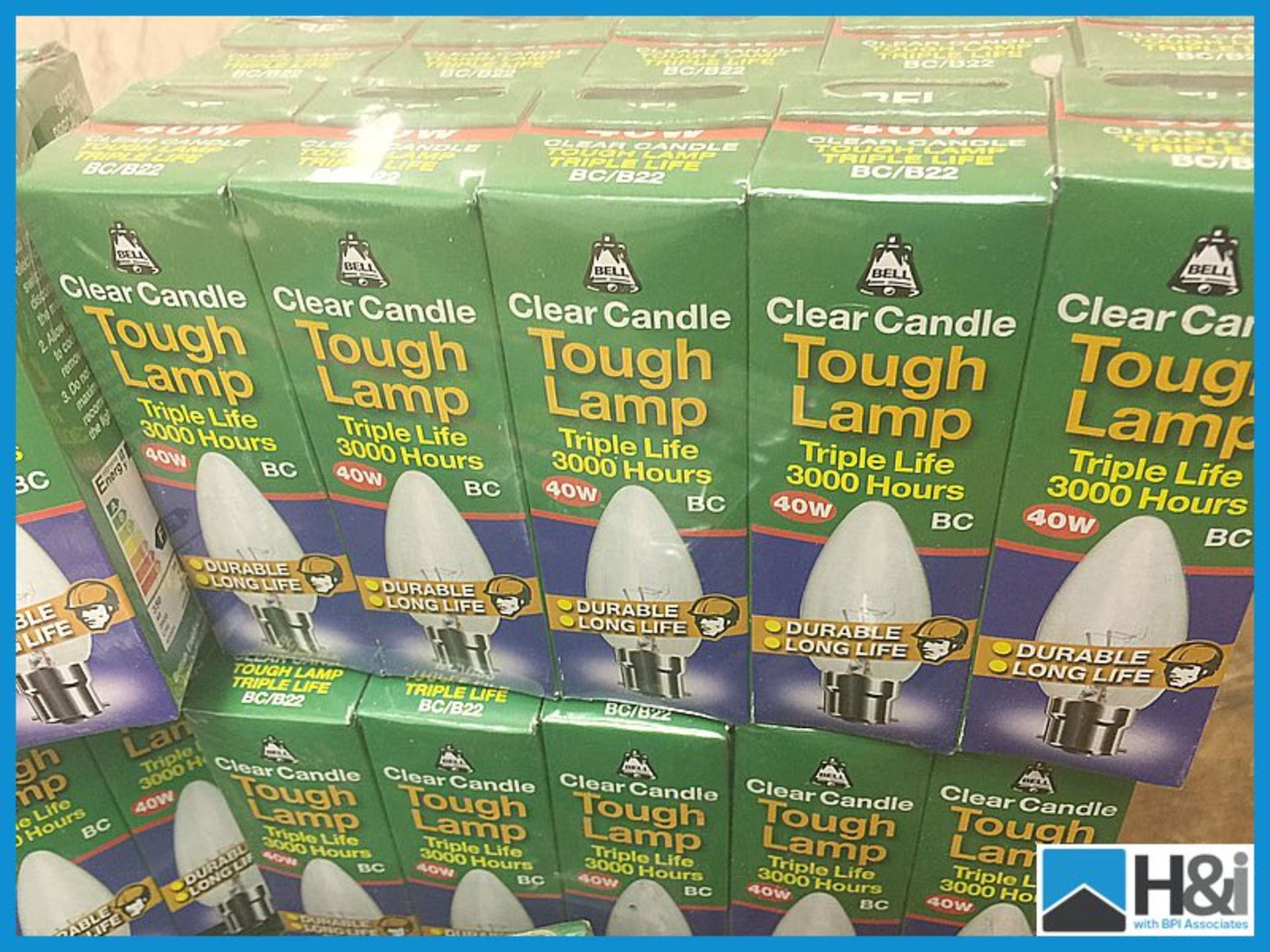 120 x new clear candle 40w tough lamp triple life bulbs  Appraisal: Viewing Essential Serial No: - Image 2 of 2