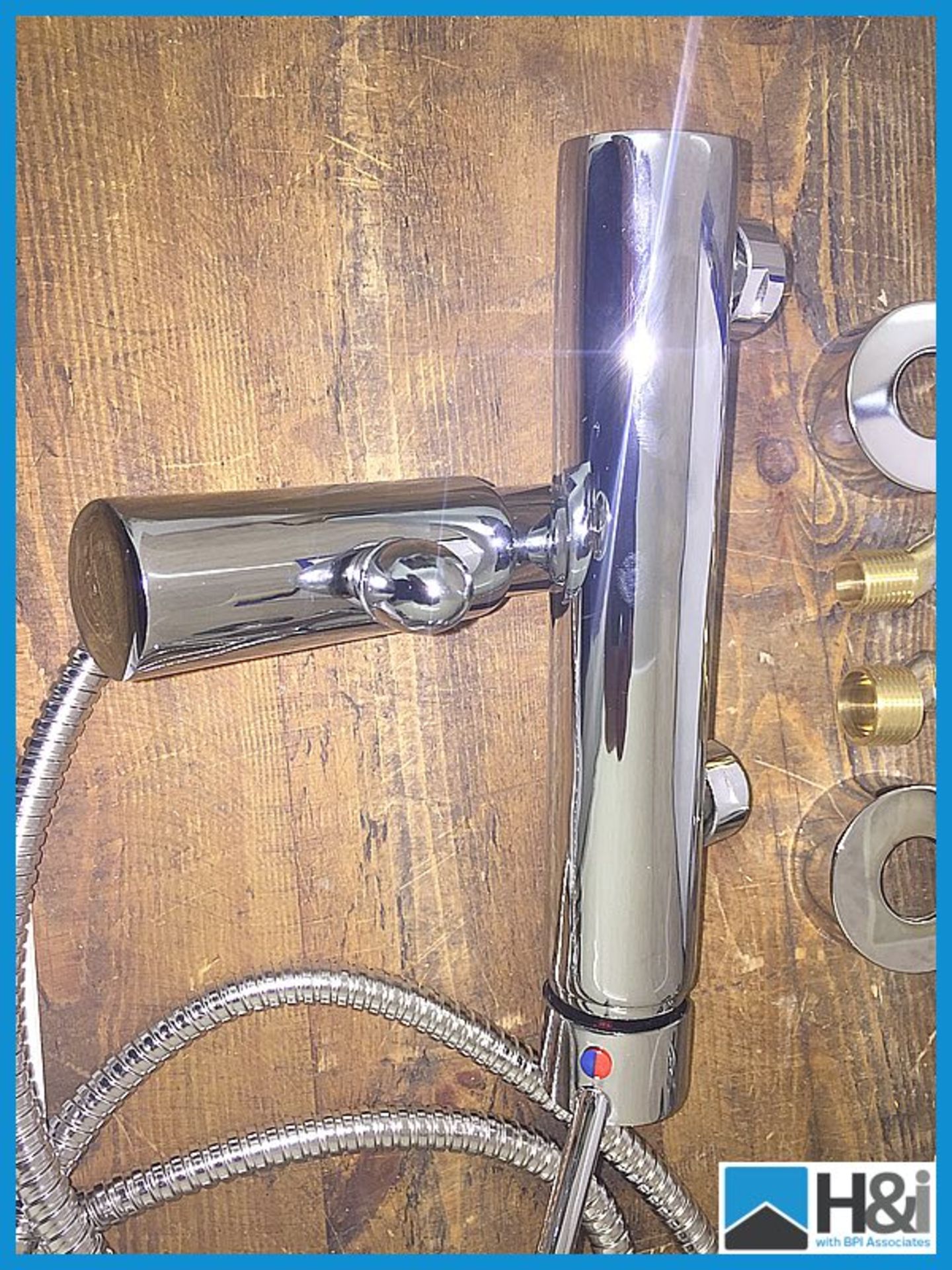 1 x new boxed wall mounted bath shower mixer tap set in polished chrome with 680mm riser rail and - Image 2 of 3