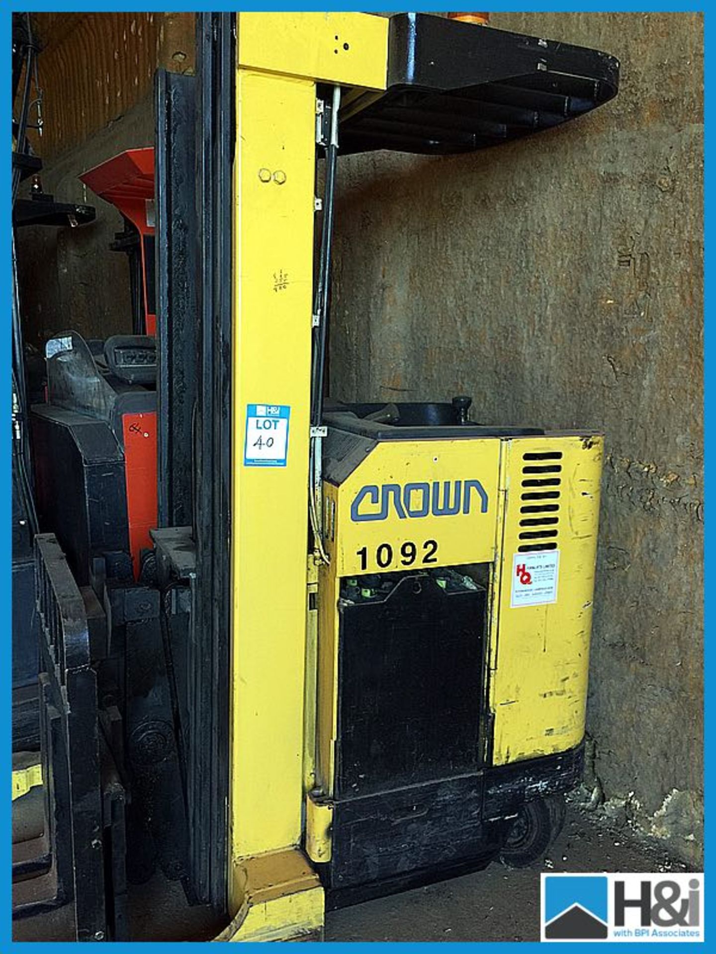 Crown reach truck electric non runner  Appraisal: Good Serial No: NA Location: Fenland Auction