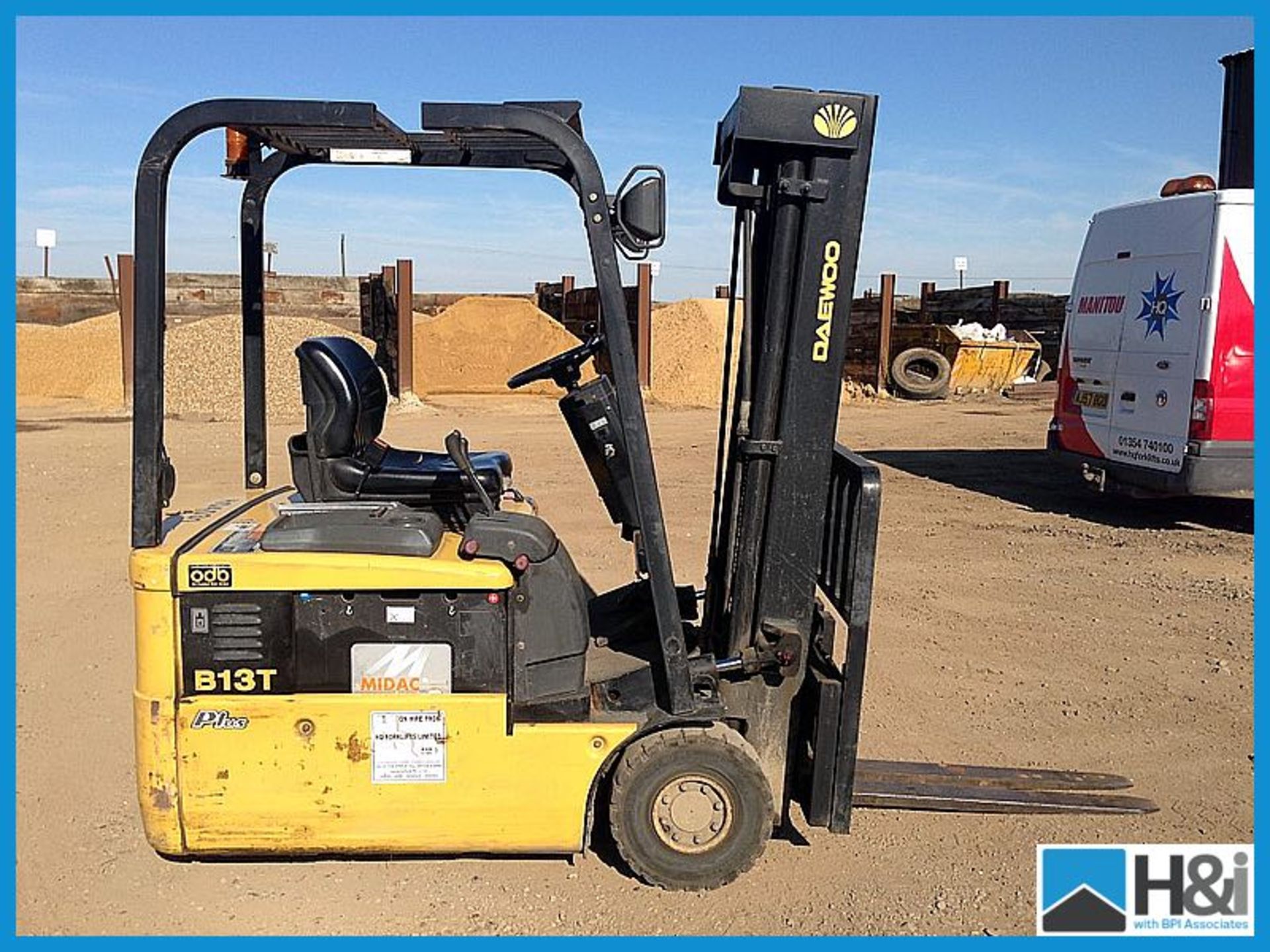 Daewoo B13T 1300 kg electric forklift side shift tilt Triplex mast 2004 year hours unknown running ,