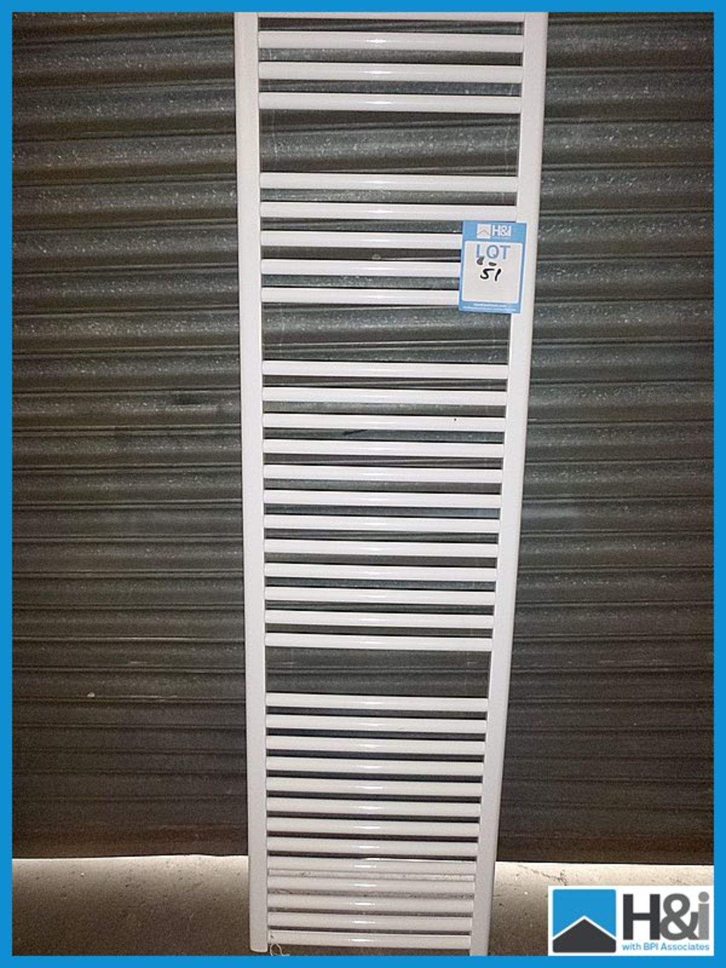 Vogue white radiator, 181x80cm, unused Appraisal: Viewing Essential. NOTE: H&I strongly advise