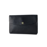 Louis Vuitton pochette à rabat en cuir épi noir kourkil 17x27 cm