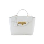 Versace sac Signature Lock en cuir de veau blanc médaillons du fermoir dorés bouclerie et cadenas