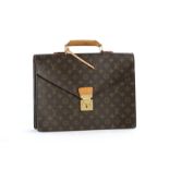 Louis Vuitton Serviette conseiller en toile enduite monogrammée et cuir naturel 2 clefs housse 28x38