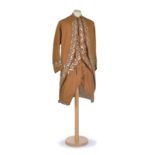 Habit à la française d'été en coton de soie et lin roux milieu XVIIIe s. la veste avec manches à