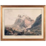 Gabriel I Lory (1763-1840) Le glacier supérieur du Grindelwald et Vue d'Interlaken 2 eaux-fortes