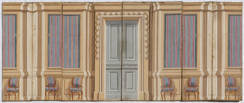 Exceptionnel ensemble de décors de théâtre du XVIIIe s. composés de 20 grands panneaux peints à l' - Image 4 of 5