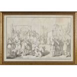 Ecole italienne (1re moitié XIXe s.) Godefroy et son armée devant le Saint Sépulcre crayon encre