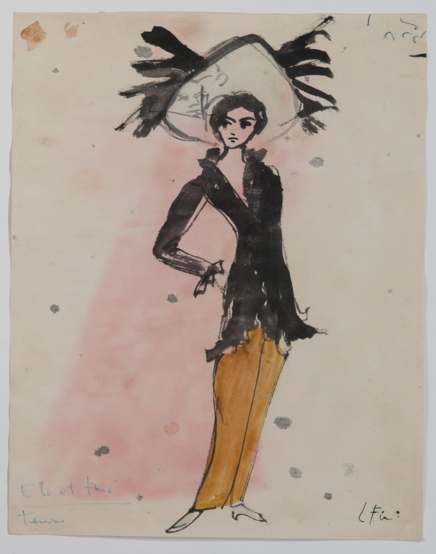 Leonor Fini (1907-1996) &nbsp Projets de costumes ensemble de 17 croquis à l'aquarelle gouache encre - Image 7 of 18