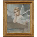 Jean Daniel Ihly (1854-1910) Fillette aux mouettes huile sur toile signée 60x73 cm