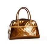 Louis Vuitton sac Tompkins en cuir verni bronze monogrammé double poignée en cuir naturel 22x36 cm