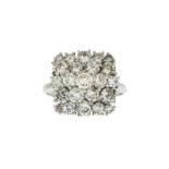 Bague en or gris 750 sertie de diamants taille brillant (total env. 1.5 ct) doigt 56-16