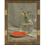 ?Constantia Arnola Balwé (1863-1954), Nature morte à l'assiette orangée, huile sur toile, signée,