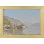 ?Nathanaël Lemaitre (1831-1897) Vue du Château de Chillon en Automne huile sur toile marouflée sur