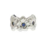 ?Buccellati Gardenia bague&nbsp en argent sertie de saphirs signée &nbsp doigt 53-13