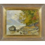 Auguste Bachelin (1830-1890) "Lac de Brienz Ringgenberg" huile sur toile signée contresignée et