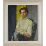 Jean Félix Ducommun (1920-1958) "Portrait du peintre Jean Roll" huile sur toile signée et datée (