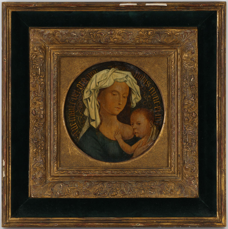 Ecole flamande (XIXe s.), copie d'après le&nbsp,Maître de Flemalle (1378-1445),Vierge à l'enfant,