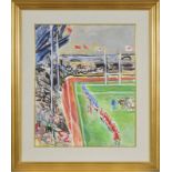André Planson (1898-1981) Rugby pastel aquarelle et gouache sur papier signée 58 5x48 5 cm