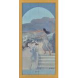 Jean Daniel Ihly (1854-1910) &nbsp Paix &nbsp huile sur toile marouflée sur carton signée 59x27 cm